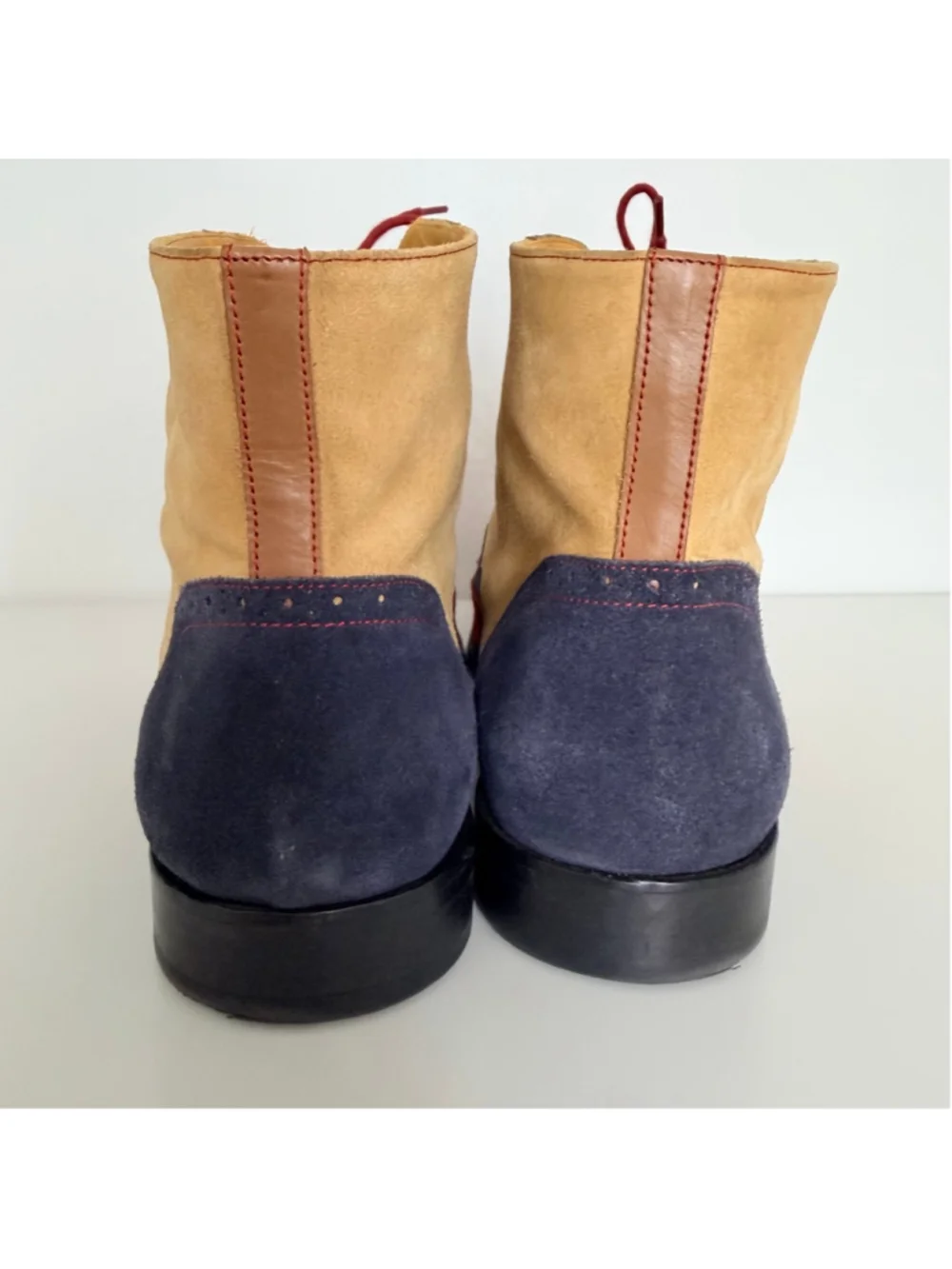 UNDANDY Men's Suede Wingtip Brogue Chukka Boots Size 12 Navy Mustard Red Gray